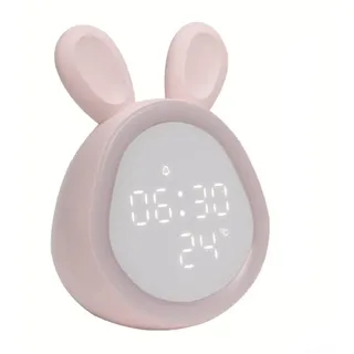 DAZZLEEX Kinderwecker, Mädchen und Jungen, digitaler Wecker am Nachttisch mit der Zeit, Kaninchenwecker, Nachtlicht, Kaninchenwecker (rosa)