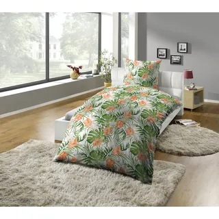 KiNZLER Bettwäsche Mikrofaser-Satin Bettwäsche "Dschungel grün", Microfaser-Satin, 2 teilig, pflegeleicht bunt