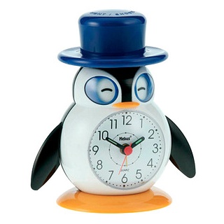 Mebus Wecker Pinguin weiß Kunststoff 10,5 x 11,0 cm