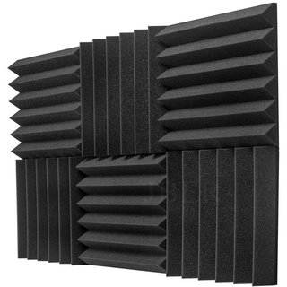 JBER Akustikplatten aus Schaumstoff, Feuerfest, Schalldämmende Polsterung, 6 Stück 5 x 30 x 30 cm, Dunkelgrau