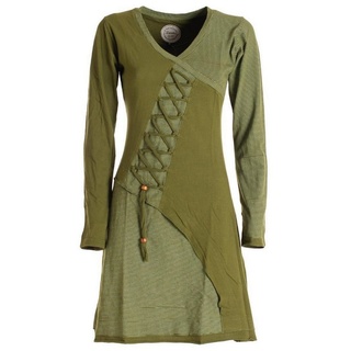 Vishes Jerseykleid Asymmetrisches Langarm Damen Baumwoll-Keid Shirt-Kleid Ethno, Elfen Style, Sweat-Kleid grün 42-44