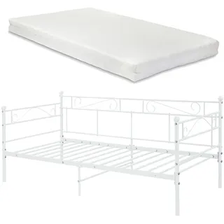 [en.casa] Bett, Ankara mit Kaltschaummatratze (90 x 200 cm,