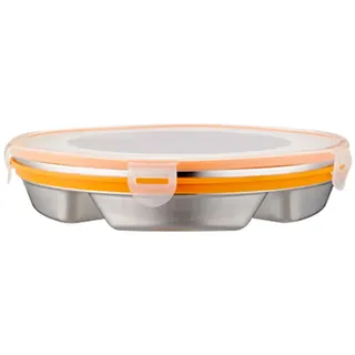 BBTISG Bento Box mit Fächern, Runde Bento Boxen aus Metall Edelstahl Wiederverwendbarer Lebensmittelbehälter für Erwachsene, Kinder, Studenten und Büro (6 Fächer)