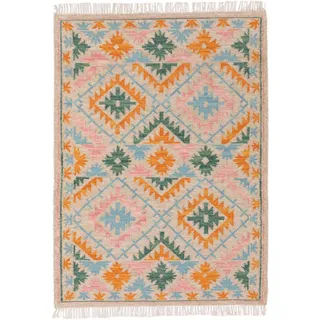benuta pure Handgewebter Kelim Zohra Multicolor/Beige 120x170 cm - Bunter Teppich für Wohnzimmer