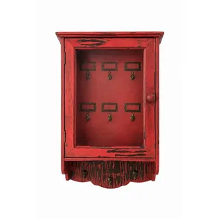MarieAnn No.25 Schlüsselkasten Schlüsselboard im Vintage Stil 50 x 30 cm Bordeaux Wandschrank, Wunderschöne Verarbeitung rot