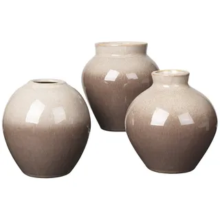 Broste Copenhagen Dekovase Ingrid Vase Set 3tlg. Keramik Simple Taupe / Brown (Vasen) braun|bunt