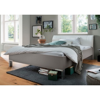 WIEMANN Futonbett Monaco, erstklassige Qualität Made in Germany, mit komfortablem Polsterkopfteil grau|weiß 209 cm x 218 cm x 48 cm