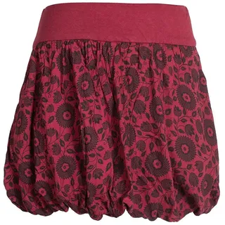 Vishes - Alternative Bekleidung - Damen Ballon-Rock aus Baumwoll-Jersey mit Blumen-Druck und Taschen dunkelrot 36 - 36