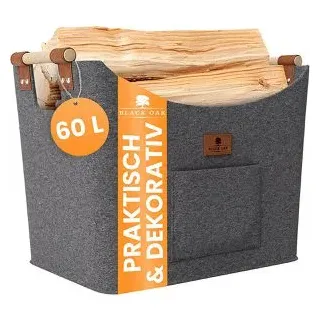 Black Oak Montana XL Holzkorb Filz 60L grau