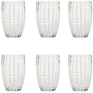 Zafferano Perle Glasbecher - Handgemachtes transparentes Buntglas, cl 32 h 109mm d 71mm - Set 6 Stück - Transparent