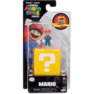 Jakks Pacific Super Mario Movie Mini World 1.25 Inch Figure in Question Block with Scene W1, Asst.