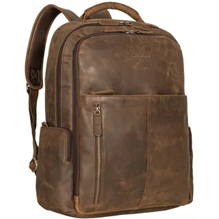 STILORD Sherlock Laptoprucksack Damen und Herren 17 Zoll Leder ideal als Studenten Rucksack Leder Cityrucksack groß Messenger Rucksack Retro und Lederrucksack Echtleder Farbe:Zamora - braun