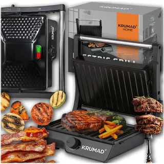 KRUMAD Elektrogrill 2000W - Mini Kontaktgrill mit Antihaft & Kontrollleuchte