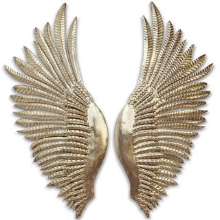 Casa Padrino Luxus Wanddeko Engelsflügel Gold 41,3 x 5,7 x H. 102,9 cm - Dekorative Metall Flügel - Deko Accessoires