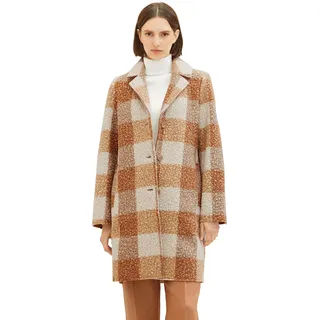 TOM TAILOR Damen 1037554 Boucle Mantel mit Karomuster (1er Pack) - XXL