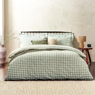 Yard Barton Vichykaro Bettbezug Set – 100% Baumwolle Wendbar Oxford Kissenbezüge Weich & Atmungsaktiv Premium Bettwäsche (Wald – King UK Standard – 230x220cm)