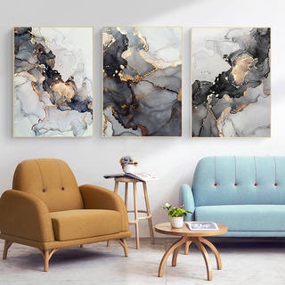 Wohnzimmer Schlafzimmer Marmorhintergrund Tinte Malerei Poster,Modern Abstraktes Bilder Set Wand Malerei Kunst Dekoration - Ohne Rahmen (Wandbild-2,30x40cm*3)