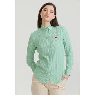 Felix Hardy Hemdbluse Gestreiftes Langarm Hemd Grün L