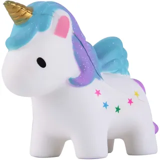 ANBOOR Squishies Einhorn Pferd Pegasus mit Flügel Langsam Steigend Squeeze Spielzeug Antistress Squishies Süße Tiere Slow Rising Spielzeug für Kinder Erwachsene (Stern, 13,5*5*11,5cm, 1 Stück)
