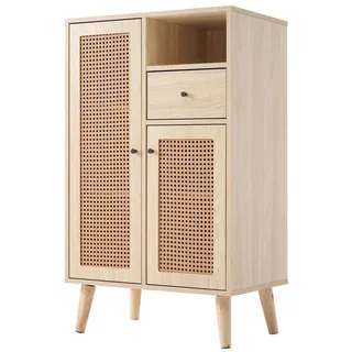 IDEASY Sideboard Sideboard, Hochschrank, 2 Rattantüren, 1 Schublade, 60*40*101 cm gelb