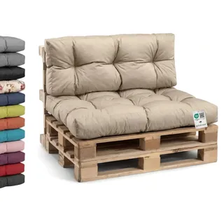 Gutekissen® Palettenkissen Wetterfest, Gartensofakissen, viele Farben und Größen PPI (Sitzkissen 120x80, Beige-wasserfestes)