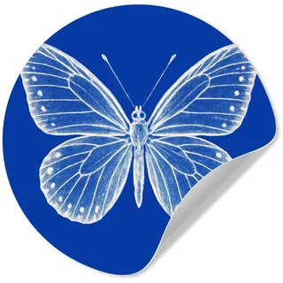 MuchoWow Wandsticker Schmetterling - Weiß - Gepunktet (1 St), Tapetensticker Selbstklebend, Wandbild Wohnzimmer, 80x80 cm blau 80 cm x 80 cm x 0.1 cm