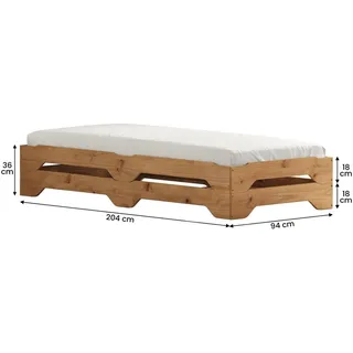 Idimex Stapelbett Ronny 90 x 200 cm Kiefer massiv Eichefarben braun