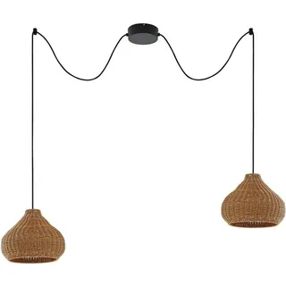 LUCANDE Außenleuchte Holz 100 x 30 x 24 cm 2-flg. beige, Rattan