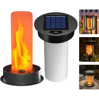 Solarleuchten Ersatzteile, 2 Stück Ersatz Solarlampen für Außen Garten, IP65 Wasserdichte Solarleuchten Ersatzteile mit Flackernd Flamme, Ersatz Solarmodul für Solarfackeln (7cm * 2)