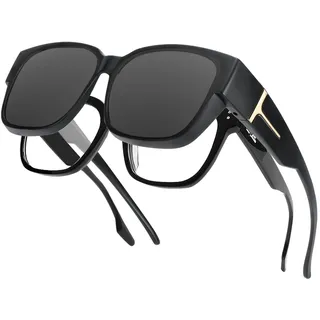 Hifot Überzieh Sonnenbrille Herren Damen, Polarisiert UV400 Sonnenbrille über Normale Brille Fit Over Brille Überbrille für Brillenträger Überziehbrille - Einheitsgröße