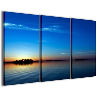 Leinwandbild, Blue Sea Ii Meer, blau, moderne Bilder aus 3 Paneelen, fertig gerahmt auf Leinwand, fertig zum Aufhängen, 100 x 70 cm
