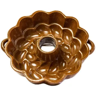 KERAZO Keramik 1,5L Motivbackform - Blume, Kuchenform, backen 26x29 cm, braun