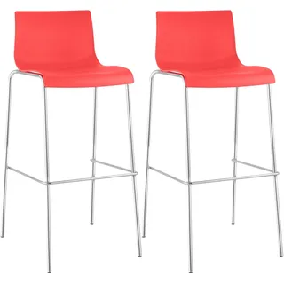 CLP 2er Set Barhocker 4-Fuß Gestell rot