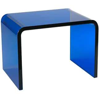 Eiauiuo Beistelltisch Blau Farbe Modern Couchtisch Kreativität U-förmiger Runder Rand Design Minimalismus Mode Acryl Beistelltisch Sofatisch Mode für Schlafzimmer Nachttisch Cafe Büro 30.5x19.5x22cm