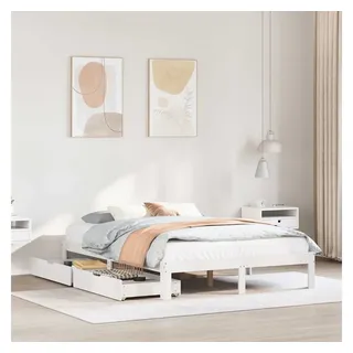 vidaXL Massivholzbett 160 x 200 cm Weiß
