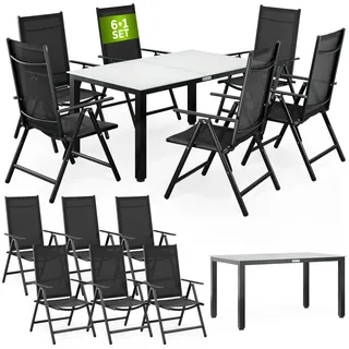 CASARIA Bern Set 7-tlg. Tischplatte Milchglas/anthrazit