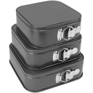 Kuchenform Springform Set, 3 Stück Antihaft Springform Rechteckpfannen Abnehmbarer Boden Auslaufsicher Käsekuchenform Schnellverschluss Backformen(18/20/22cm)