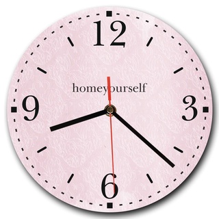 Homeyourself LAUTLOSE runde Wanduhr Rosa Muster aus Metall Alu-Verbund lautlos Uhrwerk rund modern Dekoschild Bild 30 x 30cm