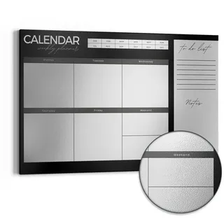 DEQORI Magnettafel 'Wochenplaner Schwarz (EN)', Metall Whiteboard für alle Magnete, Magnetboard magnetisch schwarz 90 cm x 60 cm