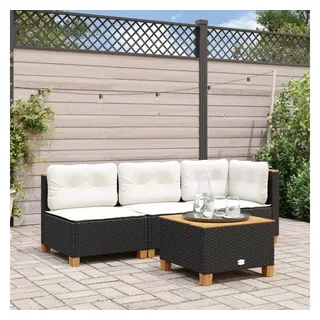 vidaXL Gartensofa 3-Sitzer Loungeset schwarz