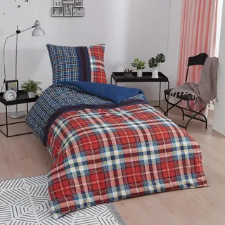 Brielle Bettwäsche aus 100% Baumwolle 155 x 220 cm - Bettwäsche-Set Biber Karo Design, hohe Qualität, weich, einfarbig mit Öko-Tex-Zertifizierung
