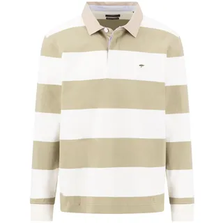 FYNCH-HATTON Herren Rugby Polo Langarm gestreift Offwhite beige