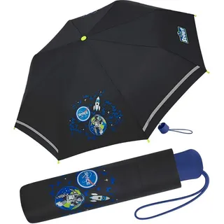Scout Kinder-Taschenschirm Regenscirm mit reflektierenden Streifen Black Galaxy