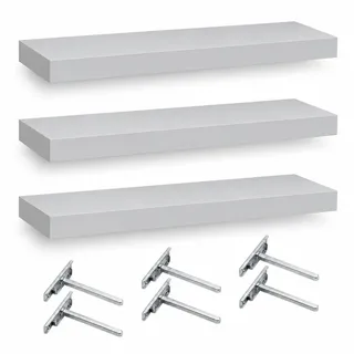 intar Wandregal Hellgrau 60 x 20 cm 3 Stück Schweberegal Wandboard | Das Regalbrett ist bis 15 kg belastbar und eignet sich als Wandboard für Wohnzimmer, Küche, Bad oder Büro.