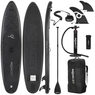 aquaget SUP Board Set 350 x 81 x 15 cm Schwarz
