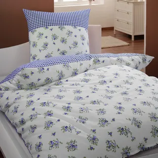 Dyckhoff 3071971400 Weichfrottier-Bettwäsche Vera 80 x 80 cm und 155 x 200 cm, blau