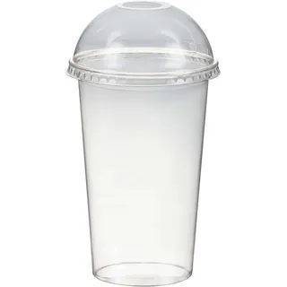 Smoothiebecher + Domdeckel mit Öffnung 500 ml, O 95mm, PET, glasklar, 50 Stk.
