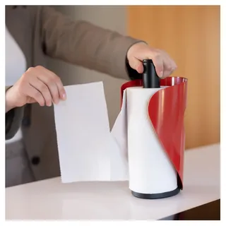 Steel-Function Pisa Küchenrollenhalter Rot | Praktische und stilvolle Halter Küchenrolle | Zewa Rollenhalter ist Ideal für Küche und Esszimmer | Papierrollenhalter im Skandinavisches Design