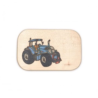 Frühstücksbrett Trecker Traktor blau Holz Namen Frühstücksbrettchen mit kostenloser Gravur Vesper Brett