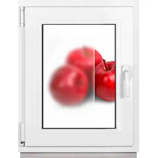 Framex Kellerfenster Fenster Kunststofffenster Weiß Milchglas Satinato Breite x Höhe 65 x 75 cm (650 x 750 mm) 2fach (32 mm) Dreh Kipp DIN Links ... - Weiß